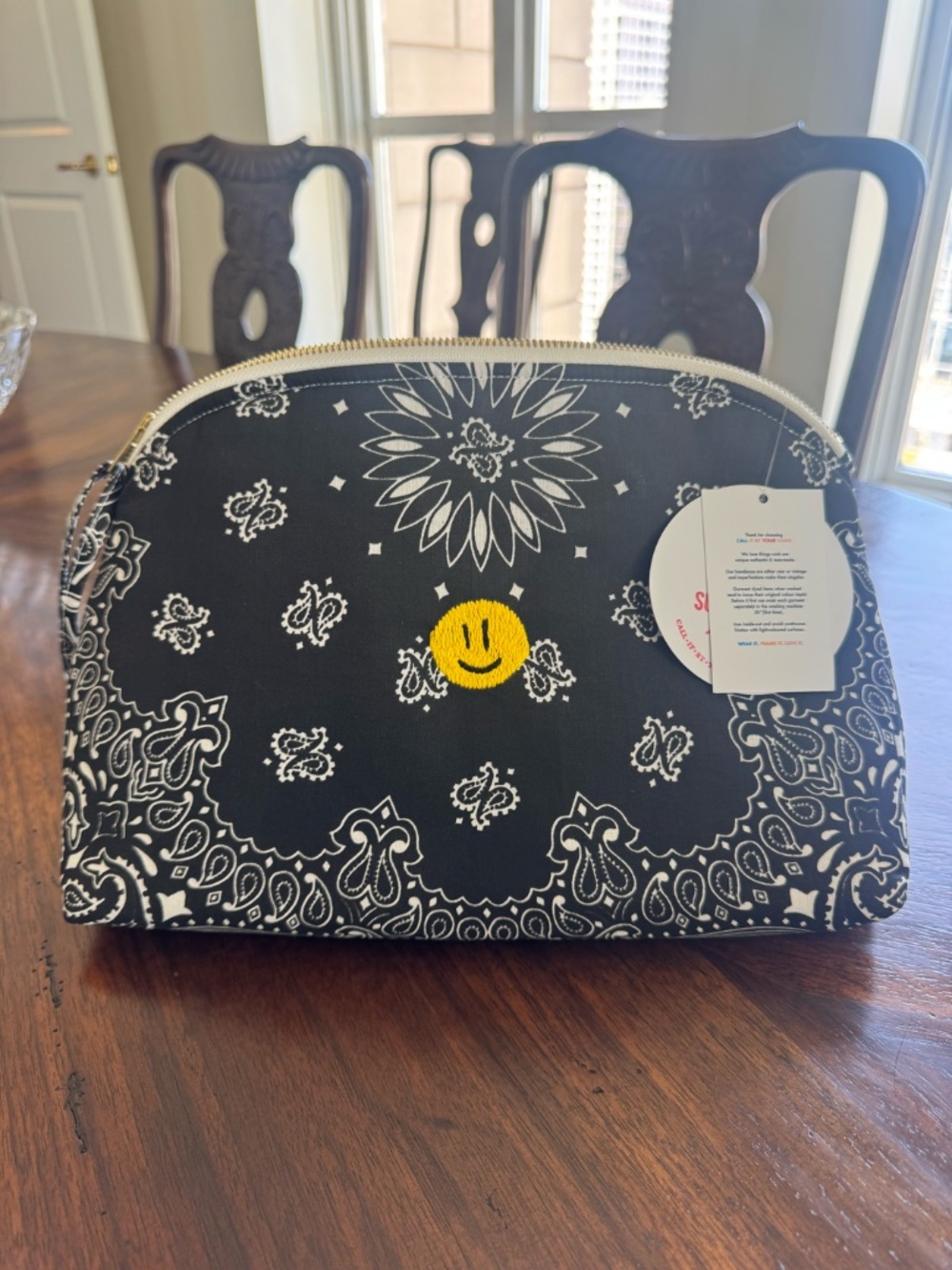 Toiletry Bag - Happy Face - All Black